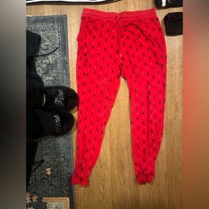 Secret Treasures Red Holiday Tree Print Jogger Pants